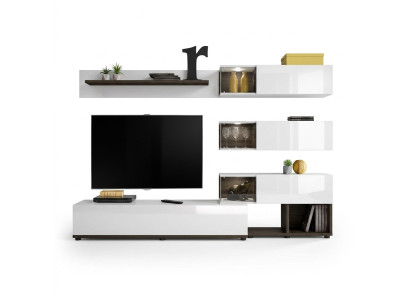 Wohnwand Design Wandregal TV-Ständer Regal Wohnzimmer Holz Einrichtung