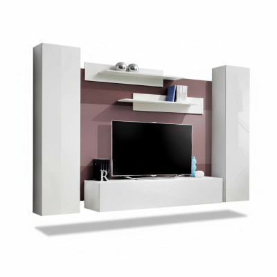 Wohnwand Komplette Wohnzimmer Einrichtung 5tlg. Set Wand Regale TV-Ständer