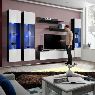 Popoln komplet luksuzného nábytku do obývačky 6 kusov moderná stenná TV podpora