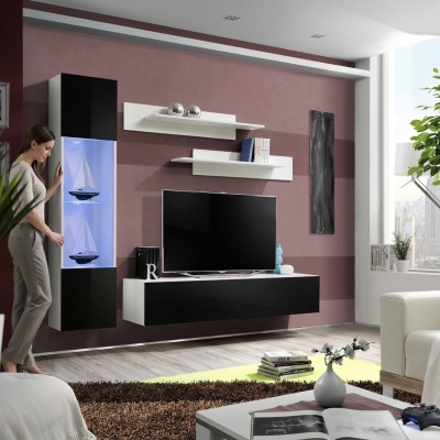 Wohnzimmermöbel Set Wohnwand TV Ständer Design Hänge Vitrine Einrichtung Möbel