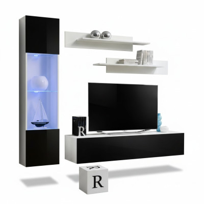 Wohnzimmermöbel Set Wohnwand TV Ständer Design Hänge Vitrine Einrichtung Möbel
