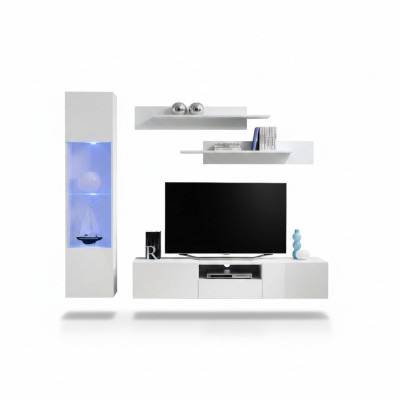 Wohnzimmermöbel Weiß Wohnwand Designer Luxus TV Ständer Hänge Vitrine Regale