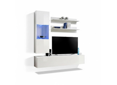 Wohnwand Garnitur TV Ständer Lowboard Designer Hänge Vitrine Holz Einrichtung
