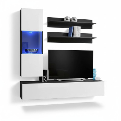 Wohnwand Set 4tlg. Wohnzimmer Komplett TV-Ständer Wand Regal Luxus Moderne Neu