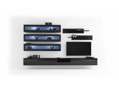 Wohnwand Design Wandregal TV-Ständer Wandschrank Wohnzimmer Holz Einrichtung Neu