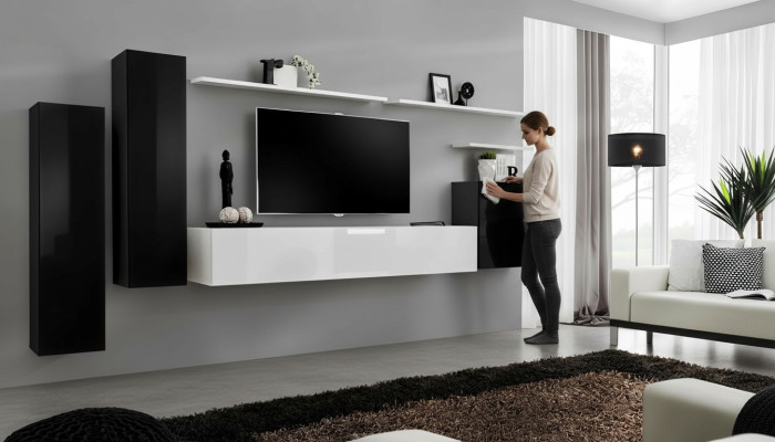 Wohnwand Set 7tlg TV-Ständer Luxus Designer Sideboard Wohnzimmer Wandregal Neu