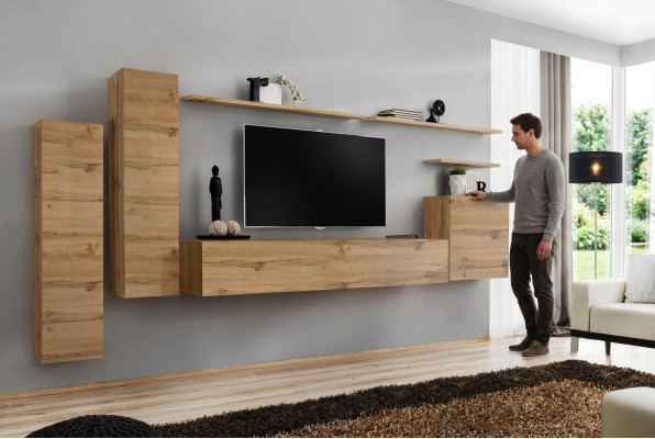 Braun Wohnwand Wohnzimmer Möbel Modern Wandregale Designer Stil Neu TV-Ständer