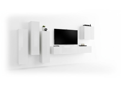 Wohnzimmer Garnitur Luxus Weiß Wandschrank Wohnwand Holz Möbel TV-Ständer