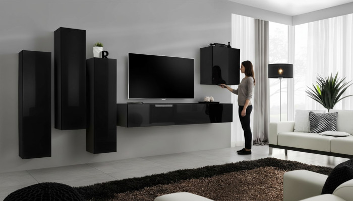 Wohnwand Set 5tlg. TV-Ständer Wohnzimmer rtv Wandschrank Garnitur Gruppe Neu