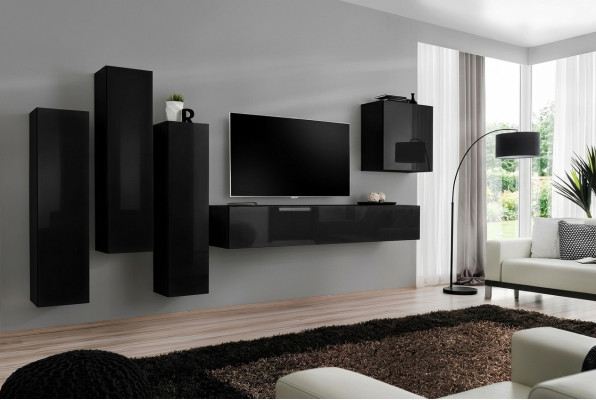 Wohnwand Set 5tlg. TV-Ständer Wohnzimmer rtv Wandschrank Garnitur Gruppe Neu