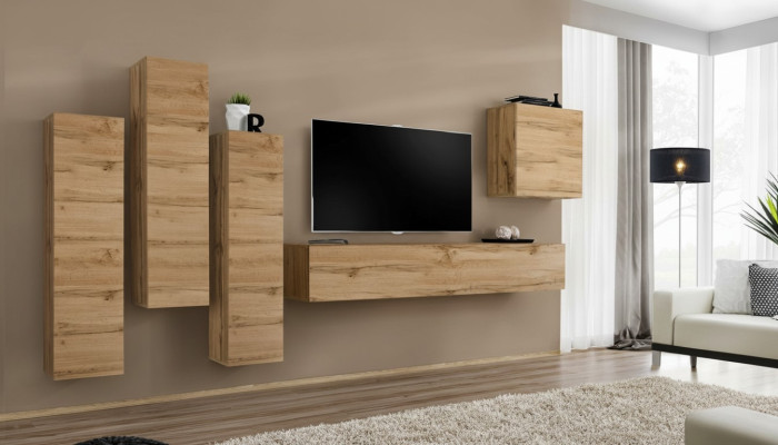 Wohnwand Braun Wandschrank Wohnzimmer TV Ständer Holz Luxus Möbel Einrichtung