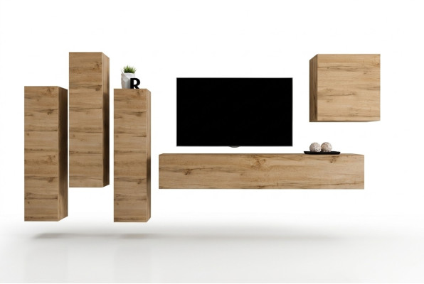 Wohnwand Braun Wandschrank Wohnzimmer TV Ständer Holz Luxus Möbel Einrichtung