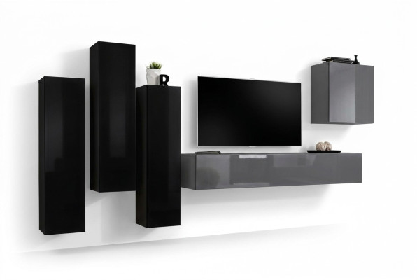 Grau TV Ständer Sideboard Luxus Wohnwand Wohnzimmer Einrichtung Modern Komplett
