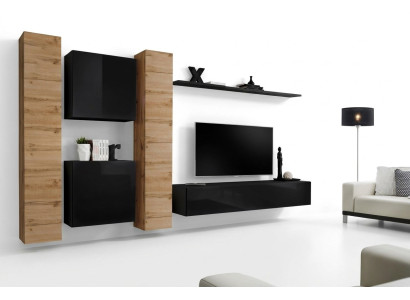 Wohnzimmerset 6tlg Wohnwand Holzmöbel Schrank Komplett Neu Wand Regal