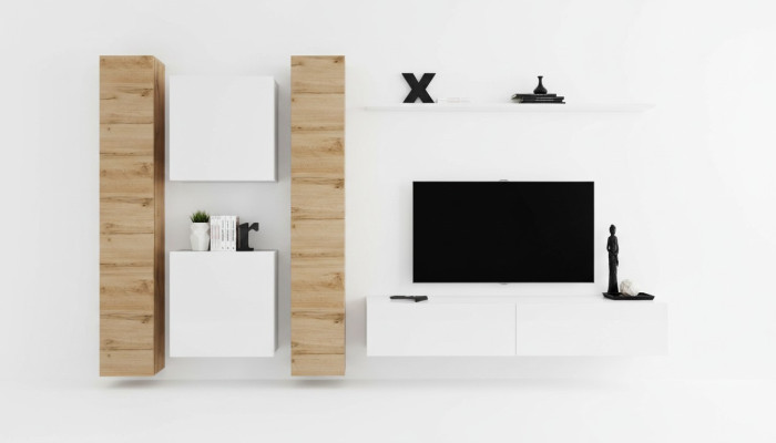 Wohnwand Weiß Holzmöbel Schrank Designer Wandschrank Komplett Wand Regal