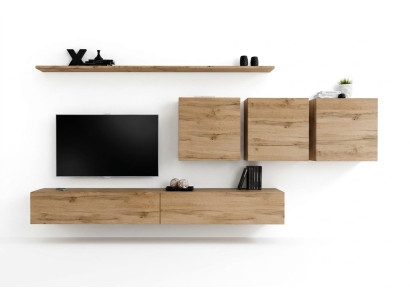 Wohnwand Wohnzimmer Wandschrank Schrank Sideboard Designer Holzmöbel Braun