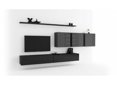 Design Wohnwand TV-Ständer 3x Wandschrank TV-Ständer Lowboard Einrichtung 7 tlg