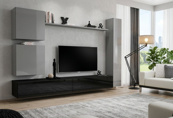 Wohnzimmer rtv Schrank Wohnwand Regal Luxus Wandschrank TV Sideboard Set 6tlg.