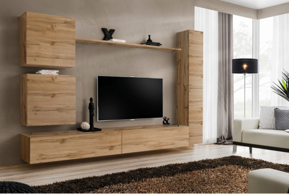 Wandschrank Modern Wohnwand Braun Holzmöbel Wohnzimmermöbel Designer