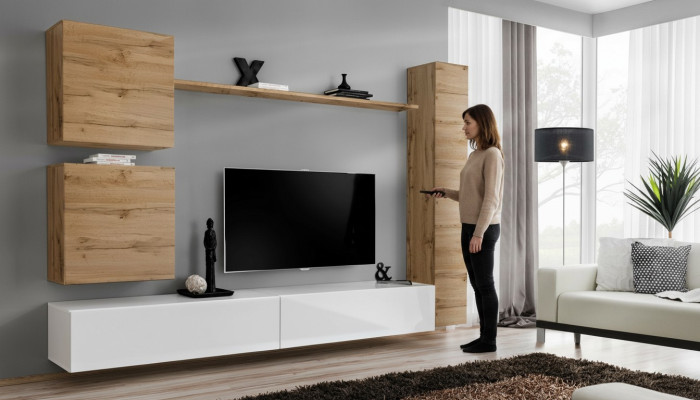 Wohnzimmermöbel Wohnwand Designer Wand Regal TV-Ständer Sideboard Holzmöbel