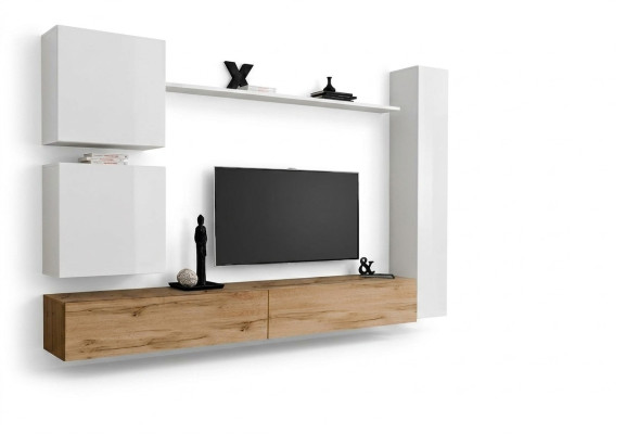 Weiß Komplett Set Wohnzimmermöbel Wohnwand Regal Luxus Wandschrank Neu