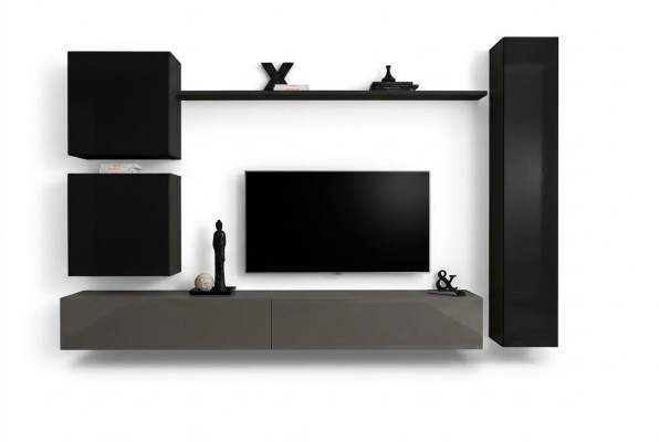 Wandschrank Wohnzimmermöbel Wohnwand Set 6tlg Designer Wand Regal Sideboard