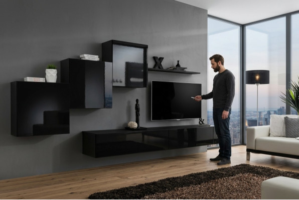 Wohnzimmer Set Wohnwand Wandschränke TV-Ständer Wand Regal Sideboard Komplett