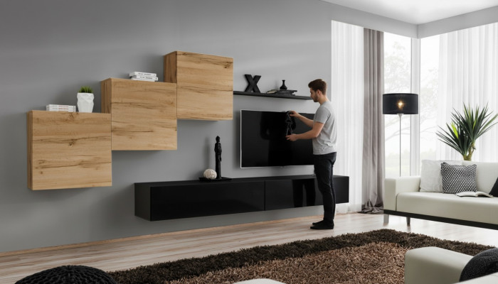 Moderne Wohnwand Einrichtung Komplett Garnitur Designer Wand Regal Sideboard