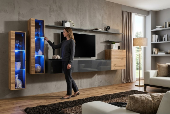 Luxus Design Möbel Garnitur Wohnwand Sideboard TV-Ständer Einrichtung Wandregal