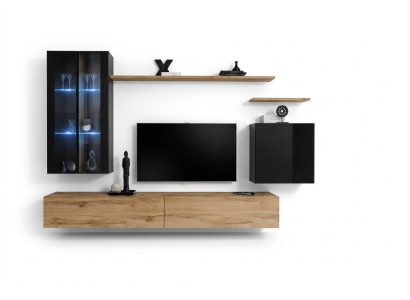 Wohnwand Hänge Vitrine Wandschrank Designer TV-Ständer Einrichtung Regale Modern