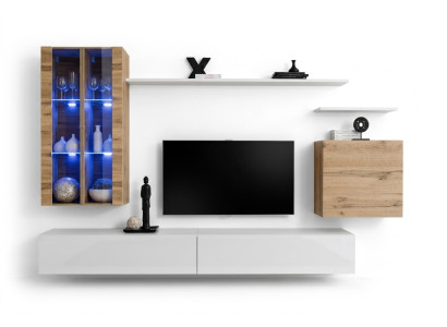 Weiß Neu Wohnwand TV-Ständer Wandschrank Holzmöbel Stil Luxus Modern
