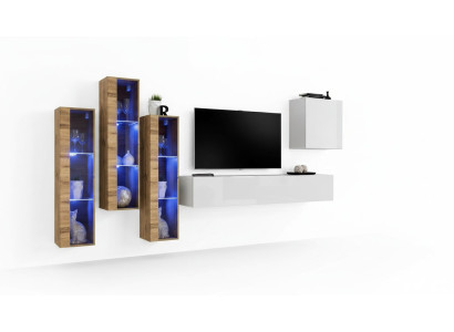 Komplett Set 5tlg Wohnzimmer Holz Einrichtung Modern Designer Garnitur Hochglanz