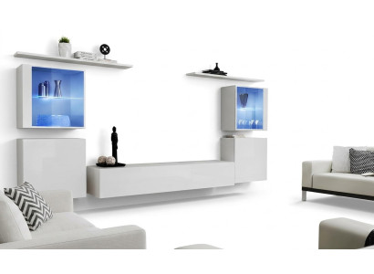 Weiß Wohnzimmermöbel Wohnwand 2x Wandregale Komplett Set Luxus Einrichtung