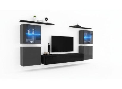 Modern Wand Schrank Wohnzimmer Wandregale Sideboard TV Ständer Designer Set 7tlg