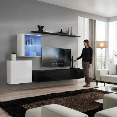 Wohnwand 260cm rtv Sideboard tv Ständer Luxus Wohnzimmermöbel Holz Schwarz