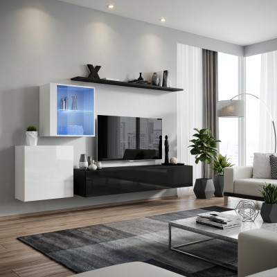 Wohnwand 260cm rtv Sideboard tv Ständer Luxus Wohnzimmermöbel Holz Schwarz