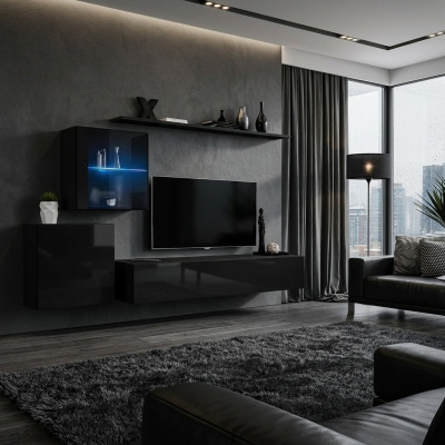 Luxus Schwarz Wohnwand 2x Wandschrank Wohnmöbel Wohnzimmermöbel
