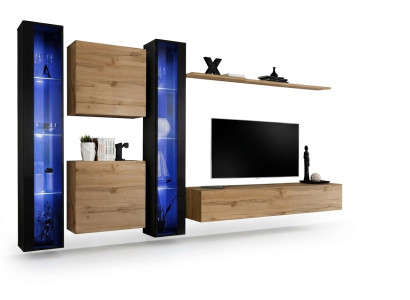 Wohnmöbel Komplett Wohnwand Schrank Wandschrank Set Hänge Vitrine Einrichtung
