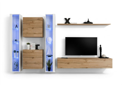 Wohnzimmermöbel Wandschrank TV-Ständer Braun Sideboard Komplett Einrichtung