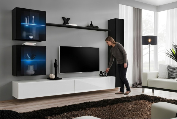 Wohnwand Set 6tlg Luxus Einrichtung Wohnzimmer Designer TV-Ständer Wandschrank