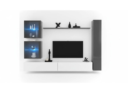 Designer Wohnwand Modern TV-Ständer Wohnmöbel Grau Einrichtung Sideboard