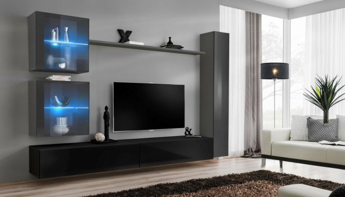 Wohnzimmer Set 6tlg Luxus Wohnwand Möbel Designer 3x Wandschrank TV Ständer