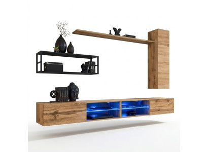 Braun Luxus Neu Wohnwand Set Wohnzimmermöbel Einrichtung Wandschrank Wand Regal