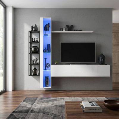 Luxus Wohnwand Designer Stil Modern Wohnzimmer Set Wand Vitrine Lowboard