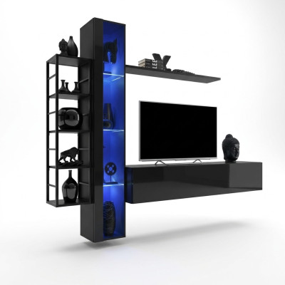 Wohnwand Schwarz Designer TV-Ständer Wohnzimmermöbel Möbel Komplette Sideboard