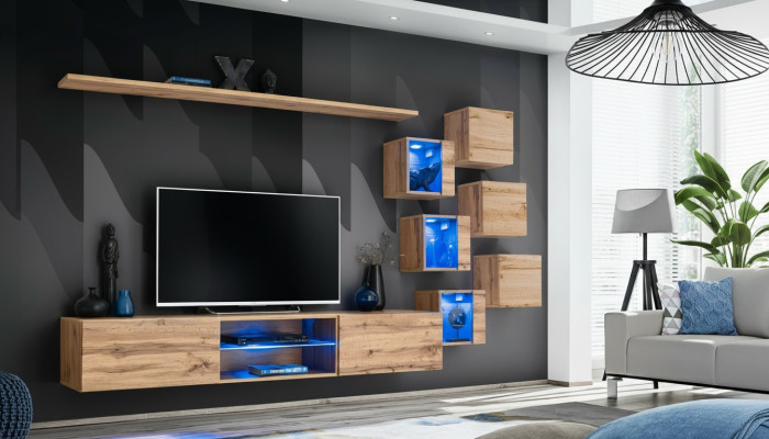 Braun Wohnwand Wohnzimmermöbel Wand Schrank Luxus Set Neu Holzmöbel