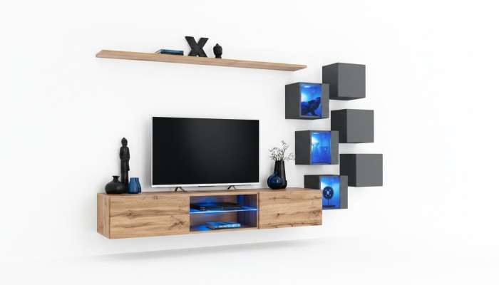 Modern Wand Möbel Wohnwand Luxus Wand Regale Sideboard TV-Ständer Wandschrank