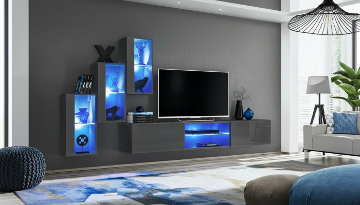 Garnitur Set 4tlg Wohnwand Luxus Designer Sideboard TV-Ständer Holzmöbel