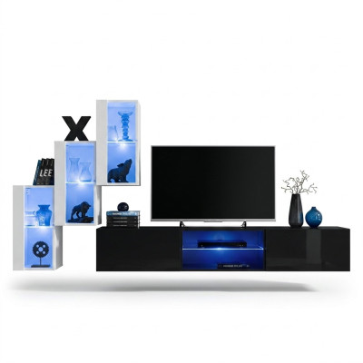 Wohnwand Luxus Möbel Komplett Set Designer Modern Einrichtung 3x Wandschrank