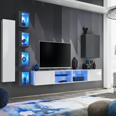 Wohnwand Weiß Designer Wandschrank Möbel Wohnzimmermöbel Einrichtung Komplett